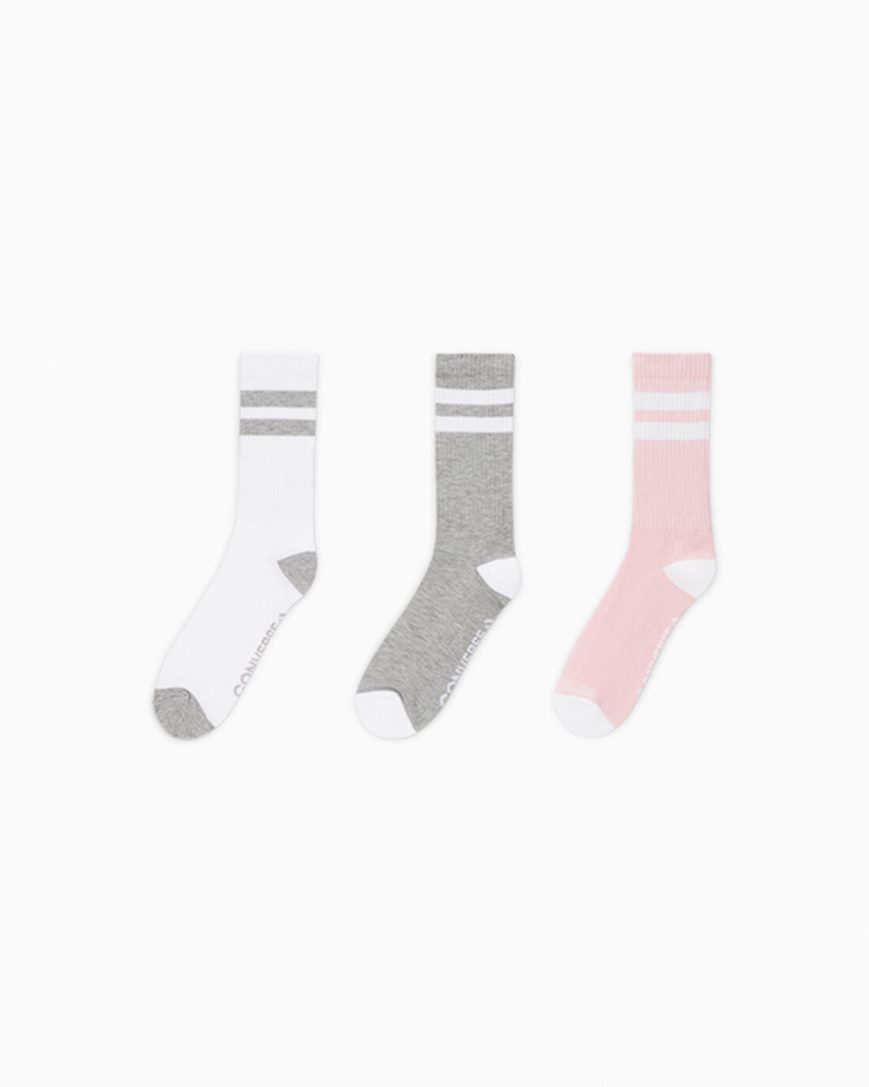 Women\'s Converse 3-Pack Classic Double Stripe Crew Socks Multicolor | AU 98340T
